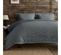 Lions King Size Bedding Set - Seersucker Duvet Cover Set with Matching Pillowcase, Soft 100% Polyester Microfibre Quilt Covers, 3 Piece Bed Sets, Charcoal Grey, 230x220cm