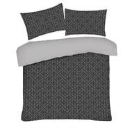 Lions King Size Bedding Sets - 100% Polyester Reversible Printed Pattern Quilt Duvet Cover with Pillowcase, Soft Geometric Shapes Pattern, Bed Linen, Grey Charcoal 230x220cm