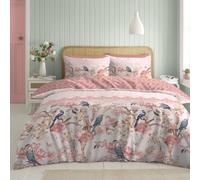 Lions King Size Duvet Cover Sets - 3 Pcs Poly Cotton Peach Floral Bedding with Matching Pillowcase, Soft Reversible Flowers Printed Quilt Covers, 230x220cm