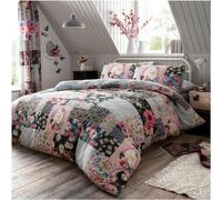 Lions King Size Duvet Cover Set - 4 Pcs Poly Cotton Floral Bedding with Matching Pillowcase, Soft Reversible Patchwork Printed Quilt Covers, Multicolor 230x220cm