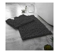 Lions Luxury 2 Piece Loop Bath Mats for Bathroom - Non Slip Chenille Bath Mat Set Rugs, Extra Soft with Water Absorbent Pedestal Bathmat Shower Toilet Mat, Charcoal