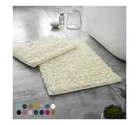 Lions Luxury 2 Piece Loop Bath Mats for Bathroom - Non Slip Chenille Bath Mat Set Rugs, Extra Soft with Water Absorbent Pedestal Bathmat Shower Toilet Mat, Cream