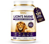 Lion's Mane Capsules 6000mg High Strength - Fruiting Body Nootropic Complex with Ashwagandha, Citicoline, L-Theanine, Magnesium & Vitamin B12 - Support Focus and Cognitive Function - 120 Vegan Softgel