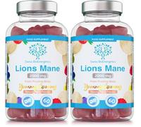 Lion's Mane Gummies 2000mg High Strength Mushroom Supplement - 60 Vegan Gummies Natural Berry Flavour - from Fruiting Body Extract - GMO Free - Made in the UK (Pack of 2)