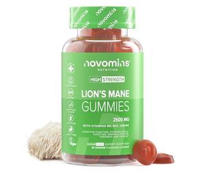 Lions Mane Gummies - 2500mg with Vitamin B6, B12 for Mental Performance - High-Strength Alternative to Lion's Mane Powder - Lion's Mane Mushroom Gummies - Lions Mane Supplement for Adults - Novomins