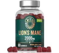 Lions Mane Gummies 60,000mg Per Bottle | High Strength Supplement from Fruit Body | Vegan Mushroom Extract | 1000mg x 60 Natural Berry Flavour Gummies | by Wiseshrooms