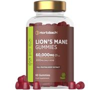 Lions Mane Gummies High Strength - 60,000mg per Bottle, Mushroom Supplement | 10:1 Extract - Natural Berry Flavour - 60 Vegan Gummies for Adults - by Horbaach