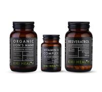 Lion's Mane Mushroom 60 caps, Resveratrol 60 caps, Plant-Based Vitamin B Complex 30 caps - Brain & Longevity Support Bundle for Focus, Energy & Cellular Health