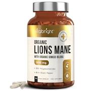 Lions Mane Mushroom Supplement | 3600mg per 2 Capsules | Organic Lion's Mane Powder & Ginkgo Biloba | Mushroom Complex | VitaBright