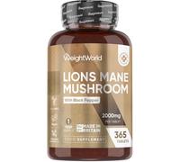 Lions Mane Supplement - 2000mg per Tablet - with 30mg Black Pepper - 365 Vegan Tablets - 1 Year Supply - 50% Polyphenols - Lion's Mane Mushroom 25:1 Extract - Made in the UK