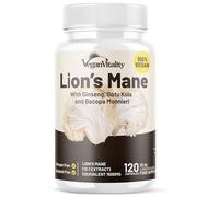 Lions Mane Supplement High Strength Capsules Complex - Mushroom Supplement Caffeine Free, Lions Mane Capsules - 120 Vegan Bacopa Monnieri, Gotu Kola, Ginseng Capsules