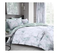 Lions Marble Effect Bedding Set Duvet Covers Double Bed with Pillowcase Ultra Soft 3 Piece Poly Cotton Reversible Quilt Covers, Button Closure, Duck Egg, 200x200cm