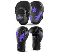 Lions MAx Star Focus Pads and Gloves Set Boxing MMA Punch BagTraining Hook & Jab Punching Mitts Curved (10oz, Star-Purple)