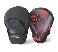Lions MAXIM Boxing Pads - Curved Focus Mitts Hook and Jabs Punch Bag Training Punching Focus Pads, Martial Arts Muay Thai Kickboxing Pads, Sparring Mma Workout, Red