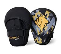 Lions Maxim Focus Pads Olive, Boxing Hook and Jabs Mitts Sparring Punching Punch Bag Martial Arts MMA Kickboxing Strike Target Coach Training Workout Gloves