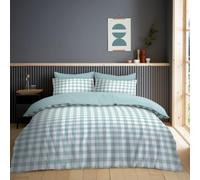 Lions Microfibre Bedding - Reversible Double Duvet Cover Set with Matching Pillowcase, 100% Polyester Hypoallergenic Quilt Covers, Super Soft Checked Pattern, 200x200cm