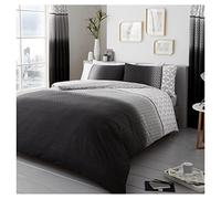 Lions Modern Urban Ombre Duvet Cover with Pillowcase, Poly Cotton Bedding Set, Easy Care Soft Quilt Covers, Machine Washable, Grey, Double Bed, 200x200cm