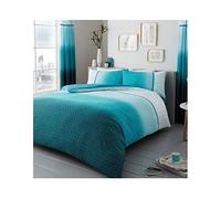 Lions Modern Urban Ombre Duvet Cover with Pillowcase, Poly Cotton Bedding Set, Easy Care Soft Quilt Covers, Machine Washable, Teal, Double Bed, 200x200cm