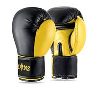 Lions Muay Thai Gloves - Boxing Punch Bag Mma Sparring Training Mitts (Mesh Yellow, 10oz)