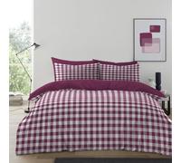 Lions Mulberry Gingham Bedding - 100% Polyester - Single Bed Size Checked Duvet Cover Set with Matching Pillowcase, Soft Microfibre Reversible Printed Quilt Covers, 137x200cm
