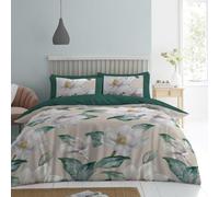 Lions Natural Floral Bedding Set - Microfibre Soft Printed Double Bed Duvet Cover with Matching Pillowcase - 100% Polyester Reversible Flowers Print Quilt Covers, 200x200cm