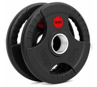 Lions Olympic Weight Plates 10kg Pair - Rubber Coated Cast Iron 2inch 5cm Discs Bar Hole Weights Plates for Home Gym Barbell Bar, Weightlifting Training Fitness Workout