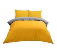 Lions Plain Dye Bedding, Single Duvet Cover Set with Pillowcase, 2 Piece Ultra Soft Reversible Quilt Covers, Microfiber Premium Quality, 137x200cm, Ochre Mustard