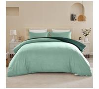 Lions Plain Dyed Reversible Bedding Set - Sage Green King Size Bed Duvet Cover with Matching Pillowcase, Soft Breathable Brushed Microfibre Two Colors Quilt Covers Bed Sets, 230x220cm