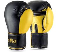 Lions Pro Boxing gloves - Punch Bag Mma Training Sparring Mitts (Injection Yellow, 10oz)