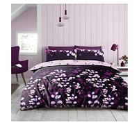 Lions Purple Bedding Set - 3 Piece Single Duvet Cover with Pillowcase and Fitted Sheet, Soft Reversible Quilt Covers, Leaves Reversible Poly Cotton(1 Duvet Cover, 1 Pillow Case, 1 Bed Sheet)