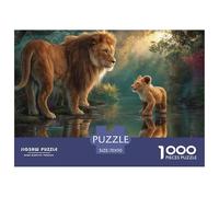 Lion's Reflection De Water Jigsaw Puzzles Adult And Children Beautifully Illustrated Fun Activity for Home Birthday Jumbo Age 12+ for Adults 70x50cm/1000pcs