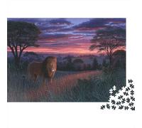 Lions Roam The African Savanna at Sunset Rätsel Für Erwachsene 1000pcs (75x50cm),Herausforderungsspiele