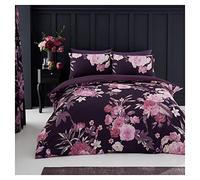 Lions Floral Bedding Set - 3 Piece King Size Duvet Cover with Matching Pillowcase, Soft Flowers Printed Reversible Poly Cotton Quilt Covers, Double Bed, Flora Teal 230x220cm