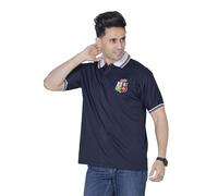 Lions Rugby Jersey, Short Sleeve Sports T-Shirt, Button Down Collar, S-XXL (M, Navy Blue Scotland)