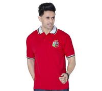 Lions Rugby Jersey, Short Sleeve Sports T-Shirt, Button Down Collar, S-XXL (UK, Alpha, M, Regular, Regular, Red England)