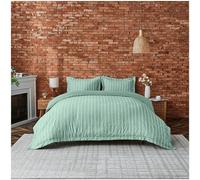 Lions Sage Green Striped Bedding Set - King Size Duvet Cover with Matching Pillowcase, Ultra Soft 100% Polyester Microfibre Quilt Covers, 3 Piece Bed Linen Sets, 230x220cm