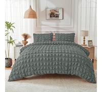 Lions Seersucker Bedding - Charcoal Double Duvet Cover with Matching Pillowcase, 100% Polyester Soft Micorfibre Quilt Covers, Button Closure, 3 Piece Bed Linen Sets, 200x200cm