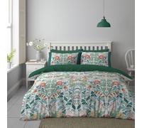 Lions Single Duvet Cover Set - 100% Polyester Reversible Printed Pattern Quilt Bedding with Pillowcase, Soft Floral Leaf Pattern, Bed Linen, Green