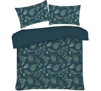 Lions Single Duvet Cover Set - 100% Polyester Reversible Printed Pattern Quilt Bedding with Pillowcase, Soft Floral Leaf Pattern, Bed Linen, Dark Green