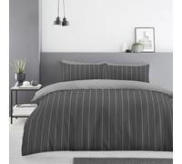 Lions Single Duvet Cover Set - 100% Polyester Reversible Printed Pattern Quilt Bedding with Pillowcase, Soft Striped Pattern, Bed Linen, Charcoal Grey