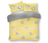 Lions Sloth Ochre Duvet Quilt Cover With Pillow Case Easy Care Bedding Set, Reversible, Poly-Cotton, Double