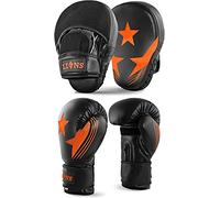 Lions Star Boxing Gloves and Pads Set For Men Women, Pair of Boxing Gloves with Hook and Jabs Mitts Focus Pads, Punching Sets Ideal for Punch Bag MMA Martial Arts (Orange, 10oz)