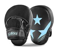 Lions Star Boxing Pads - Premium Rex Leather Kickboxing Pads Hook and Jabs Mitts Punch Bag Training Punching Boxing Mitts, Ideal for MMA Martial Arts Sparring Training, Men Women Adults (Blue)