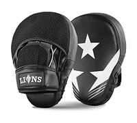 Lions Star Boxing Pads - Premium Rex Leather Kickboxing Pads Hook and Jabs Mitts Punch Bag Training Punching Boxing Mitts, Ideal for MMA Martial Arts Sparring Training, Men Women Adults (White)