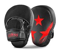 Lions Star Boxing Pads - Premium Rex Leather Kickboxing Pads Hook and Jabs Mitts Punch Bag Training Punching Boxing Mitts, Ideal for MMA Martial Arts Sparring Training, Men Women Adults (Red)