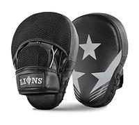 Lions Star Boxing Pads - Premium Rex Leather Kickboxing Pads Hook and Jabs Mitts Punch Bag Training Punching Boxing Mitts, Ideal for MMA Martial Arts Sparring Training, Men Women Adults (Grey)