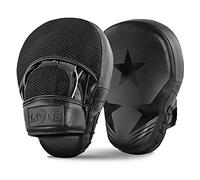 Lions Star Boxing Pads - Premium Rex Leather Kickboxing Pads Hook and Jabs Mitts Punch Bag Training Punching Boxing Mitts, Ideal for MMA Martial Arts Sparring Training, Men Women Adults (Black)