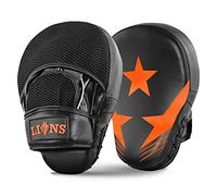 Lions Star Boxing Pads - Premium Rex Leather Kickboxing Pads Hook and Jabs Mitts Punch Bag Training Punching Boxing Mitts, Ideal for MMA Martial Arts Sparring Training, Men Women Adults (Orange)