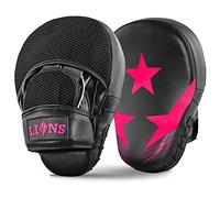 Lions Star Boxing Pads - Premium Rex Leather Kickboxing Pads Hook and Jabs Mitts Punch Bag Training Punching Boxing Mitts, Ideal for MMA Martial Arts Sparring Training, Men Women Adults (Pink)