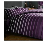 Lions Striped Bedding Set - Reversible Duvet Covers Double Bed with Matching Pillowcase, Ultra Soft Printed 3 Piece Quilt Cover, Purple, Easy Care, 200x200cm